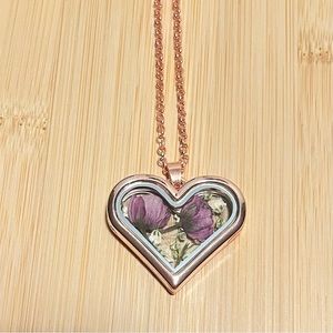 Handmade dried Cherry Blossom Love heart necklace